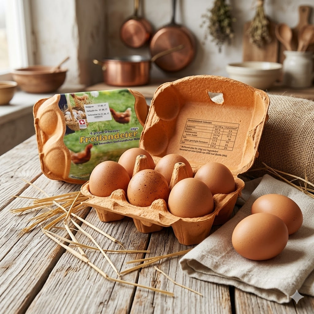 Grosse Schweizer Freilandeier (60g+) (Abo)